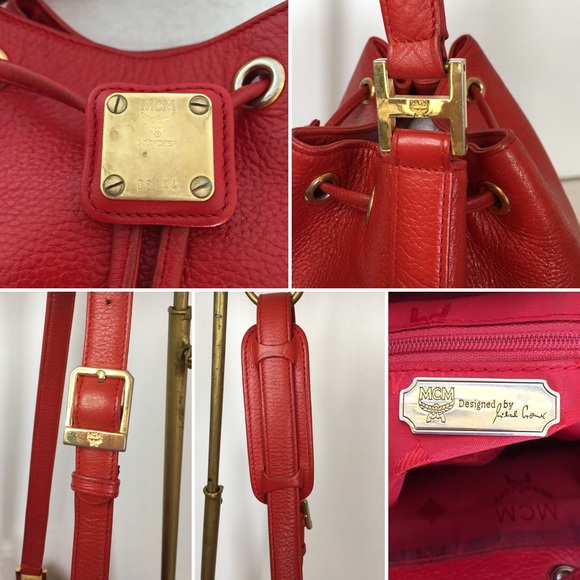 MCM Red Bucket Crossbody Bag with Wallet - Picture 10 of 15